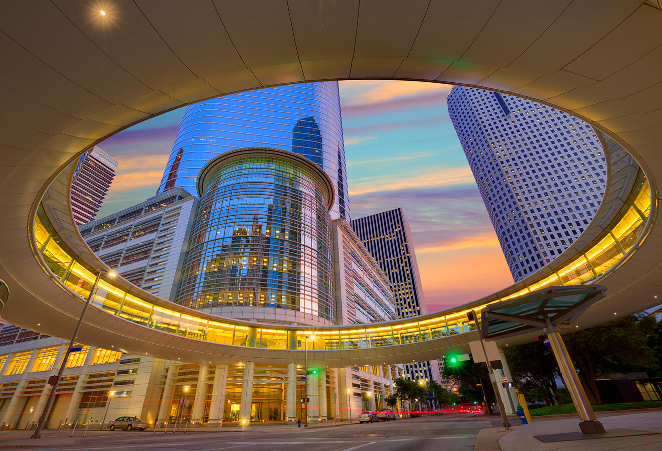 HOUSTON TEXAS Downtown sunset HOUSTON TEXAS Downtown sunset