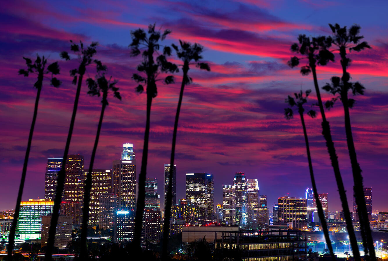 LOS ANGELES CALIFORNIA Skyline sunset LOS ANGELES CALIFORNIA Skyline sunset